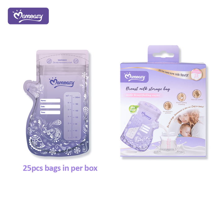 Momeasy Breast Milk Storage Bags – 200ml | 25 PCS | BPA Free